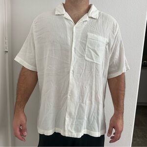 Urban Outfitters Standard/Cloth Liam Crinkle Shirt In White Size: XL
